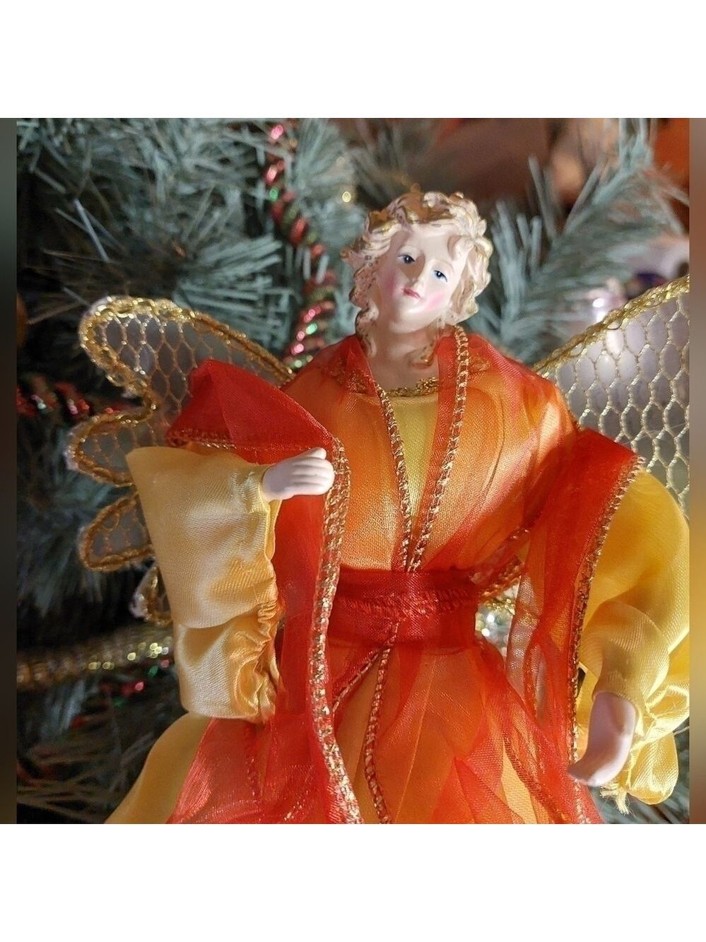 NWOT. Vintage* Angel Tree Topper, Gold Gown 90s (2 of 2)
